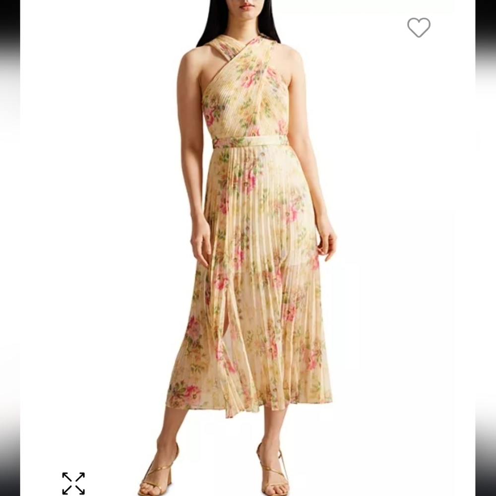 Ted Baker Amerah Cross Front Pleated Midi Dress Sz 4 NWOT